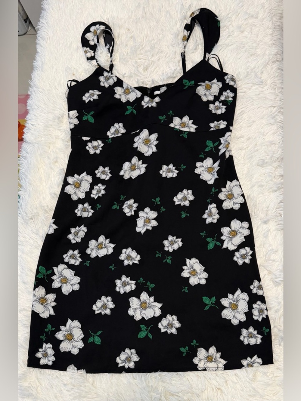Bar III Black Mini Dress with White Floral Print